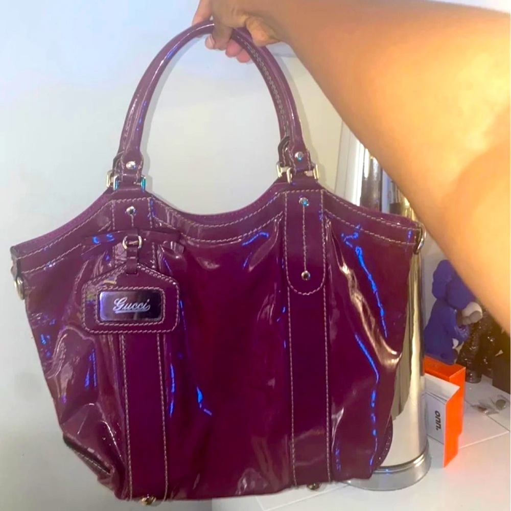 Gucci Purple Patent Leather Tote